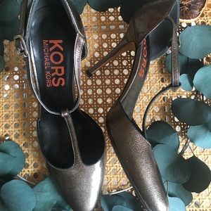 Metallic t-strap Michael Kors heels